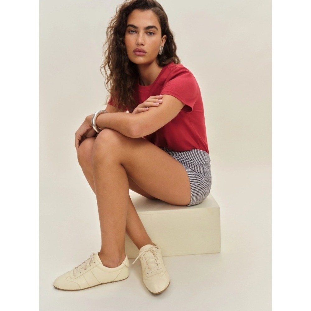 NEW Reformation Terra Sneakers in Cream Puff Leather Low Top Lace Up Trainers 6